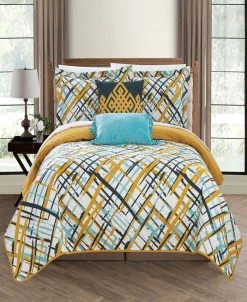 Chic Home Gingham 5 Piece Full Quilt Set