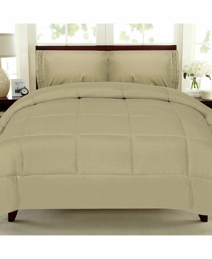 Sweet Home Collection LOSEOUT! Solid Color Box Stitch Down Alternative Full Comforter