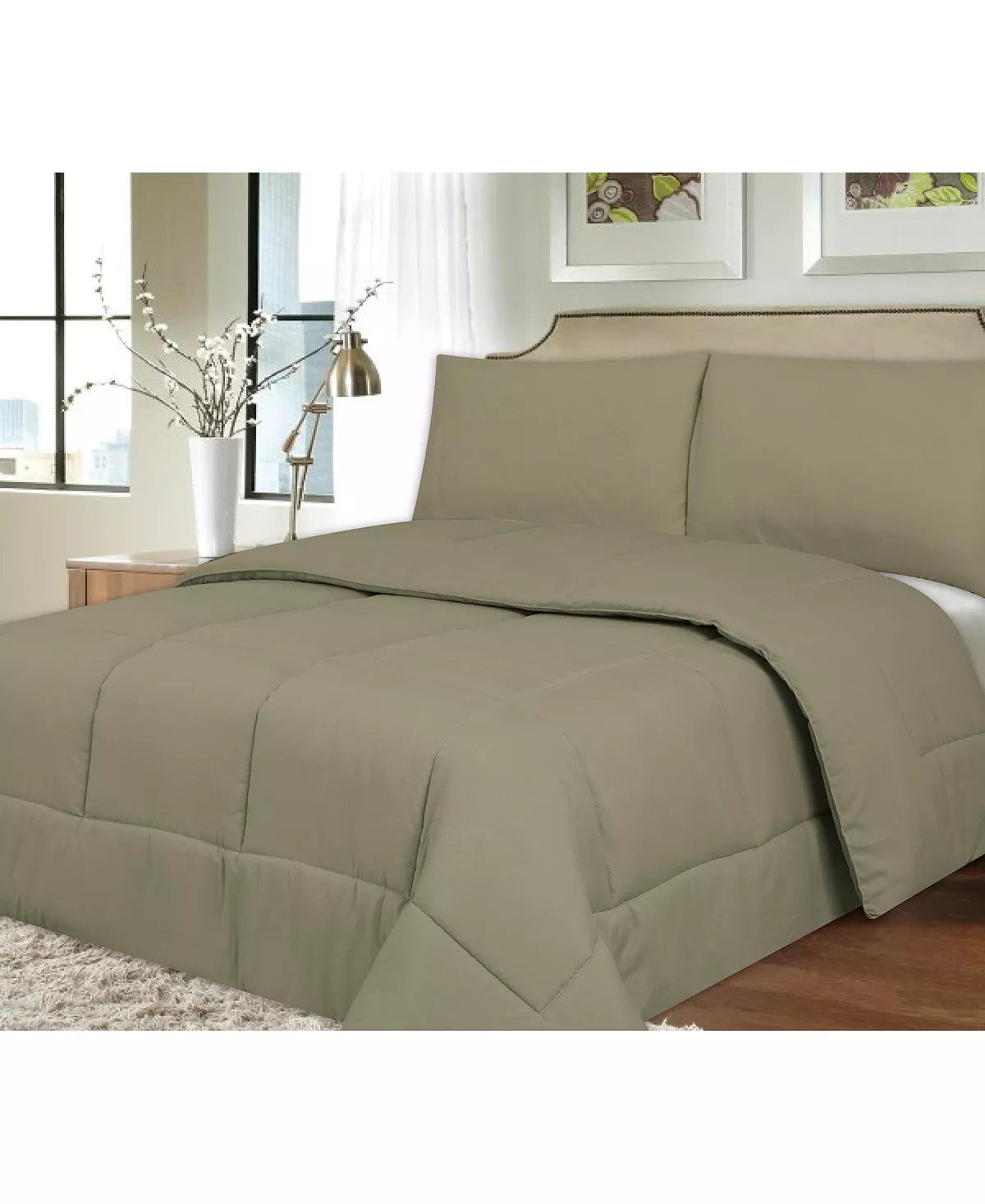 Sweet Home Collection D Color Box Stitch Down Alternative King Comforter - Image 11