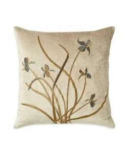 Michael Aram Iris Embroidered Velvet Decorative Pillow 18 X 18