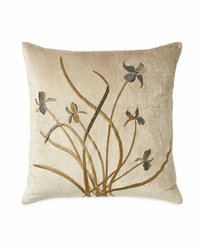 Michael Aram Iris Embroidered Velvet Decorative Pillow 18 X 18