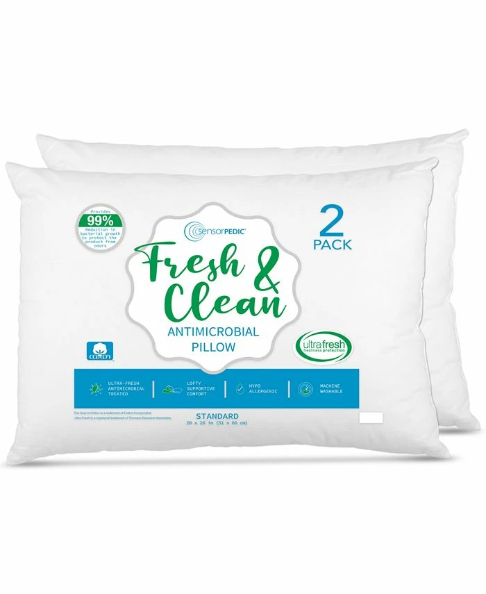 SensorPEDIC Fresh & Clean Ultra-Fresh Antimicrobial Pillows - Standard, 2-Pack