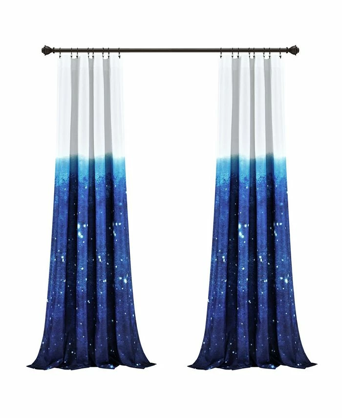 Lush Décor Make A Wish Space Star Ombre Window Curtain Panels Set For Kids, 84 X 52