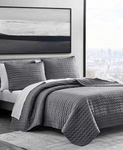 Vera Wang Herringbone Stitch Cotton 3 Piece Quilt Set, Queen