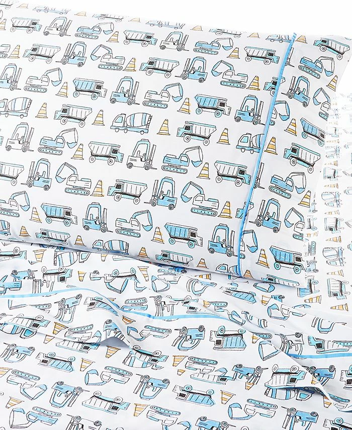 Charter Club Kids Onstruction Truck 3-Pc. Cotton Sheet Set, Twin, Created For Macy's - Image 2