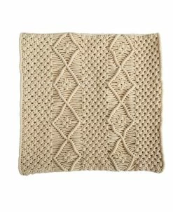 Nearly Natural Boho Woven Macrame Decorative Pillow Cover, 16