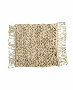 Nearly Natural Boho Fringed Woven Macrame Decorative Pillow Cover, 18
