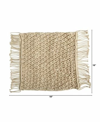 Nearly Natural Boho Fringed Woven Macrame Decorative Pillow Cover, 18 - Image 2