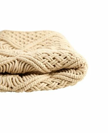 Nearly Natural Boho Cross Woven Macrame Decorative Pillow Cover, 18 - Image 3