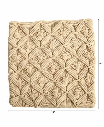 Nearly Natural Boho Diamond Woven Macrame Decorative Pillow Cover, 18 - Image 3