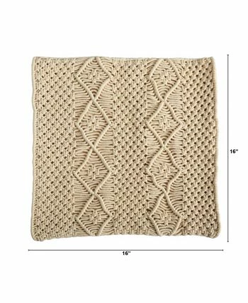 Nearly Natural Boho Woven Macrame Decorative Pillow Cover, 16 - Image 2