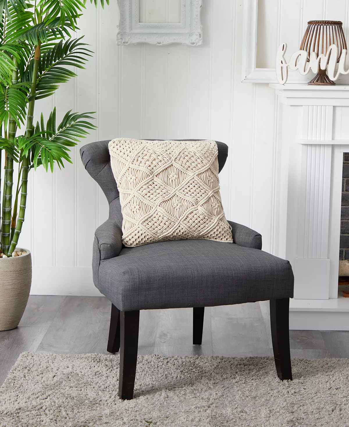 Nearly Natural Boho Cross Woven Macrame Decorative Pillow Cover, 18 - Image 6