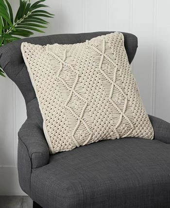 Nearly Natural Boho Woven Macrame Decorative Pillow Cover, 16 - Image 5