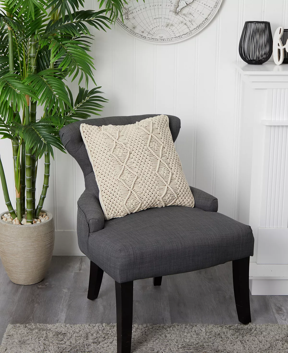 Nearly Natural Boho Woven Macrame Decorative Pillow Cover, 16 - Image 6