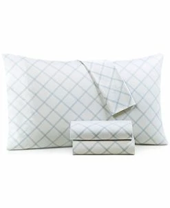 Charter Club Printed Window Pane 550-Thread Count Cotton 4-Pc. Sheet Set, Queen, Created For Macy's