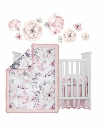 Lambs & Ivy Signature Botanical Baby Watercolor Floral 4-Piece Crib Bedding Set - Image 2