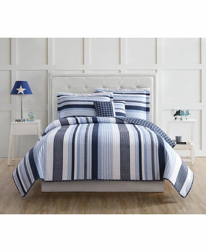 My World Ason Reversible 3-Pc. Stripe Twin Quilt Set - Image 4